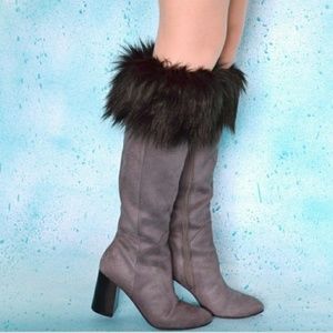 Black Fur Boot Cuffs - Black Fur Boot Toppers